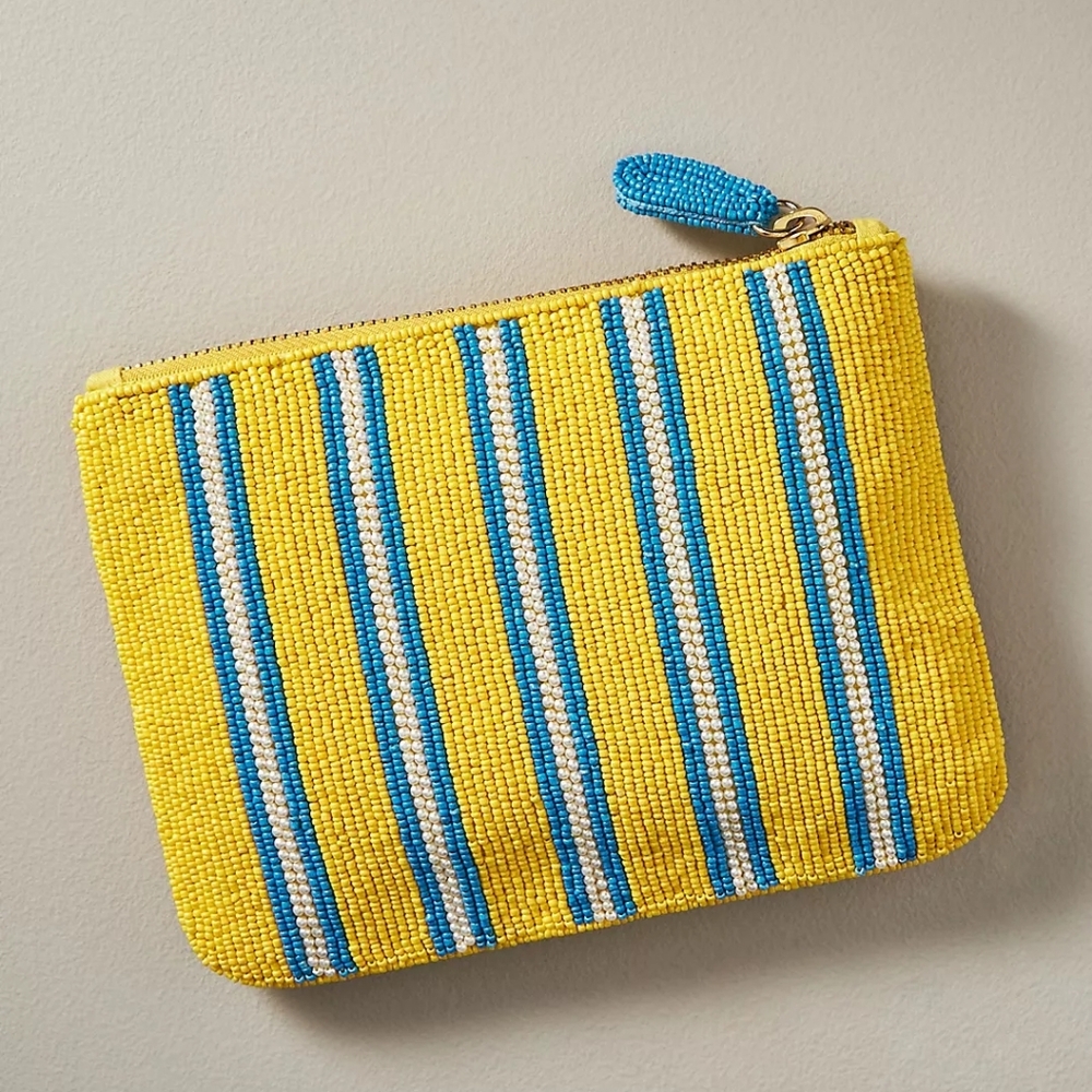 🌼 NWT Anthropologie tomato beaded clutch - Picture 2 of 5